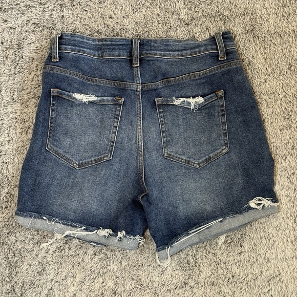 Lot of 3 Pairs Zenana Denim Hi Rise Dark Wash Cutoff Shorts Women's Size XL - Picture 7 of 12